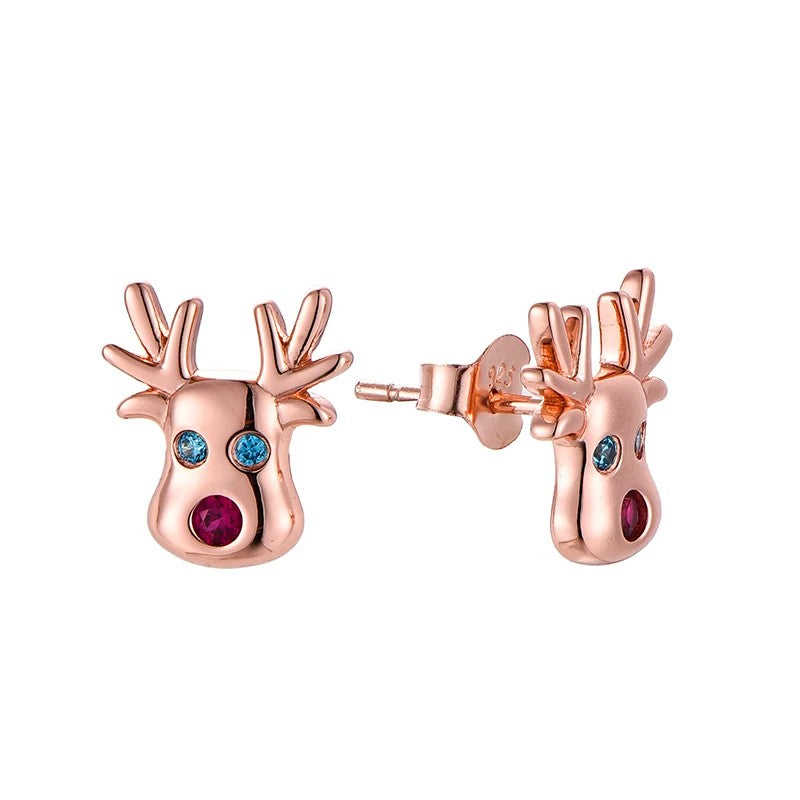 Reindeer Crystal Stud Earrings