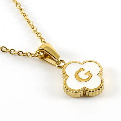Shell Initial Clover Necklace