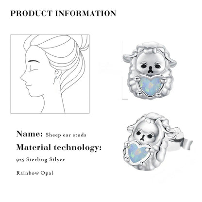 Sheep Heart Opal Stud Earrings
