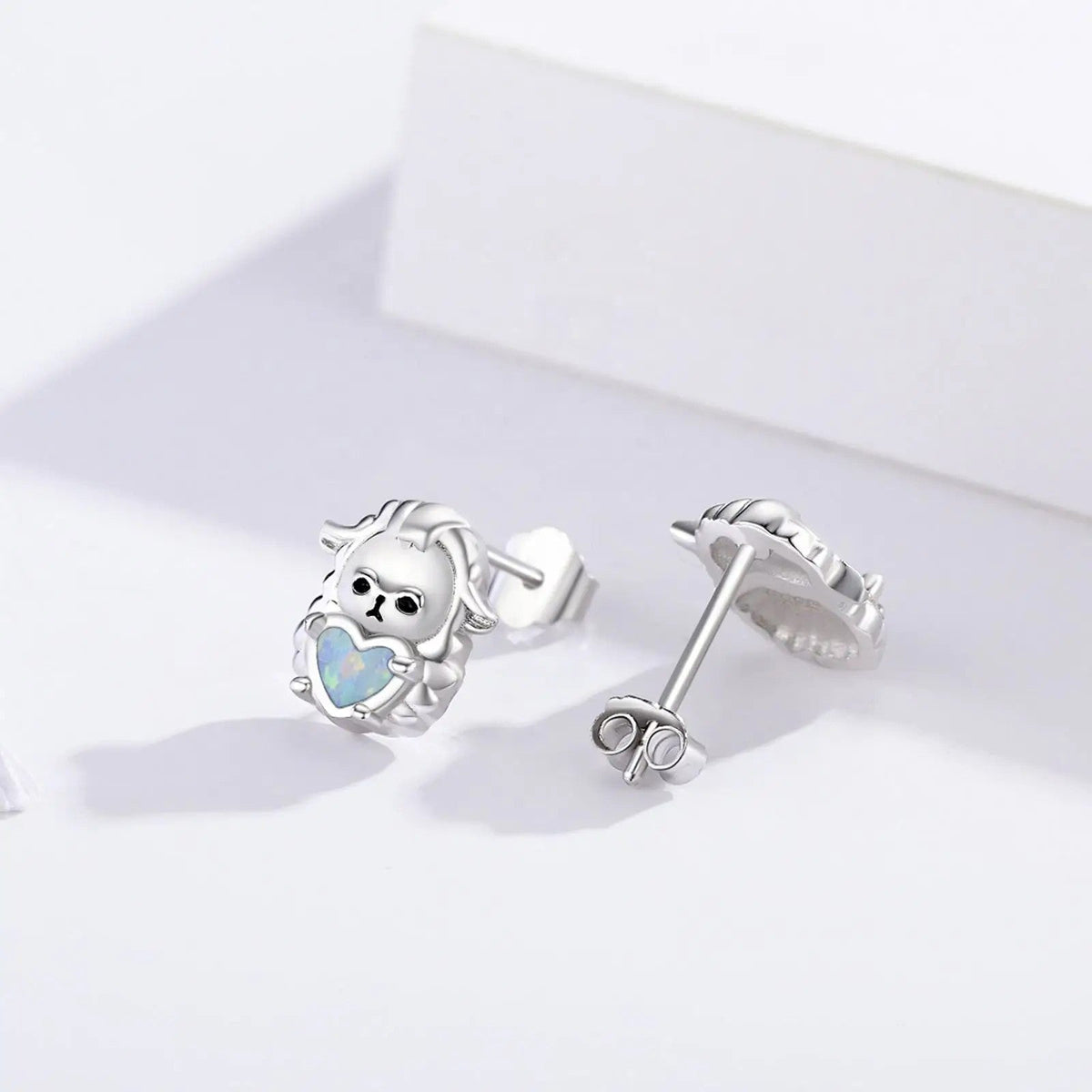 Sheep Heart Opal Stud Earrings