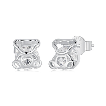 Bear Heart Crystal Stud Earrings