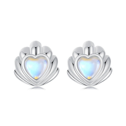Bear Heart Crystal Stud Earrings