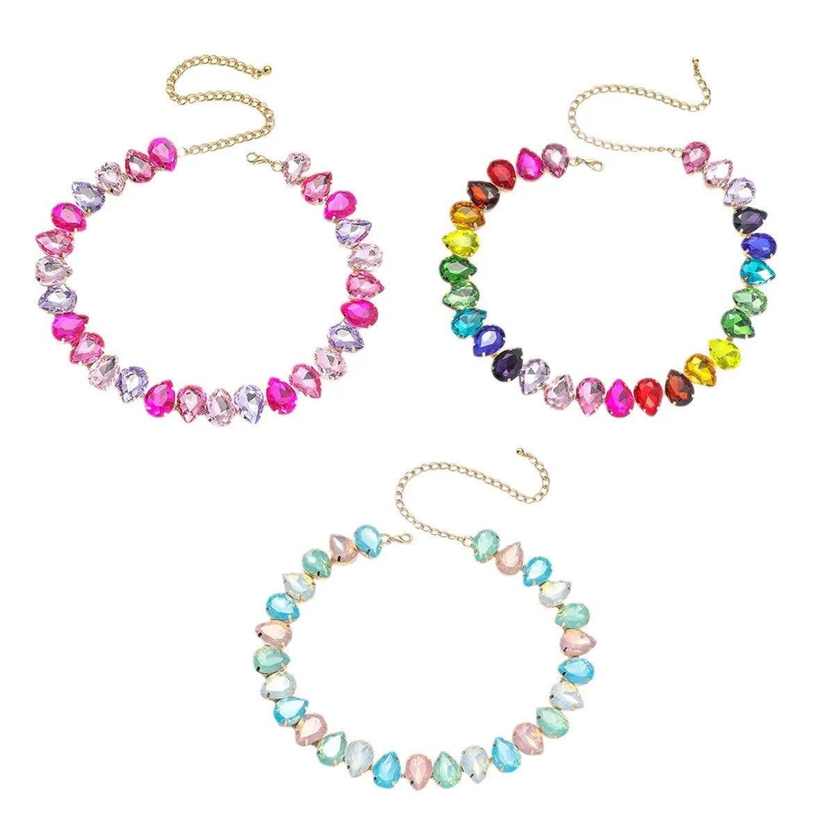 Multicolor Oval Crystal Choker Necklace