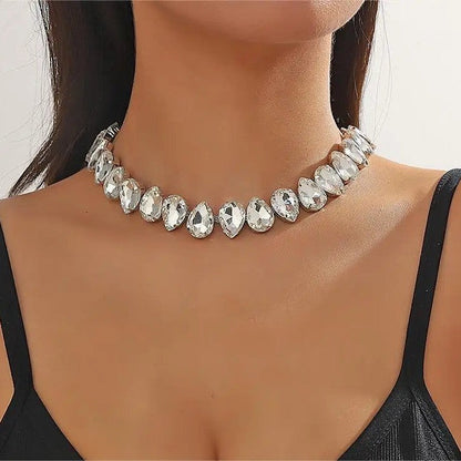 Multicolor Oval Crystal Choker Necklace