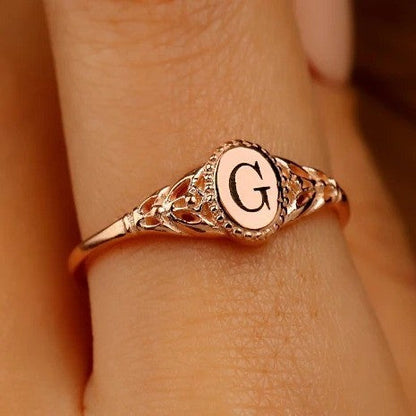 Initial Oval Signet Ring