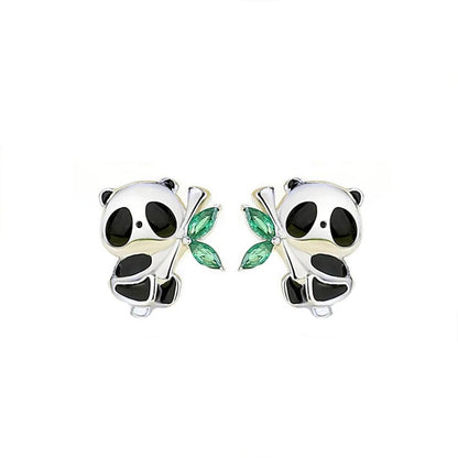 Panda Bamboo Stud Earrings