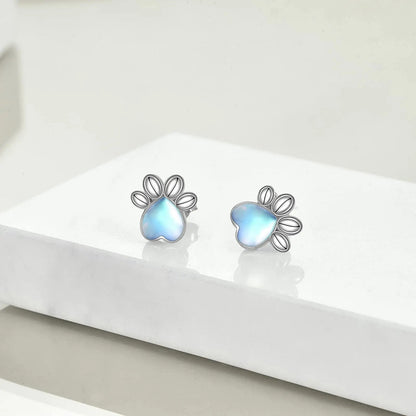 Moonstone Paw Stud Earrings