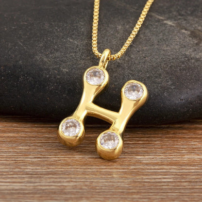 Crystal Bubble Initial Necklace