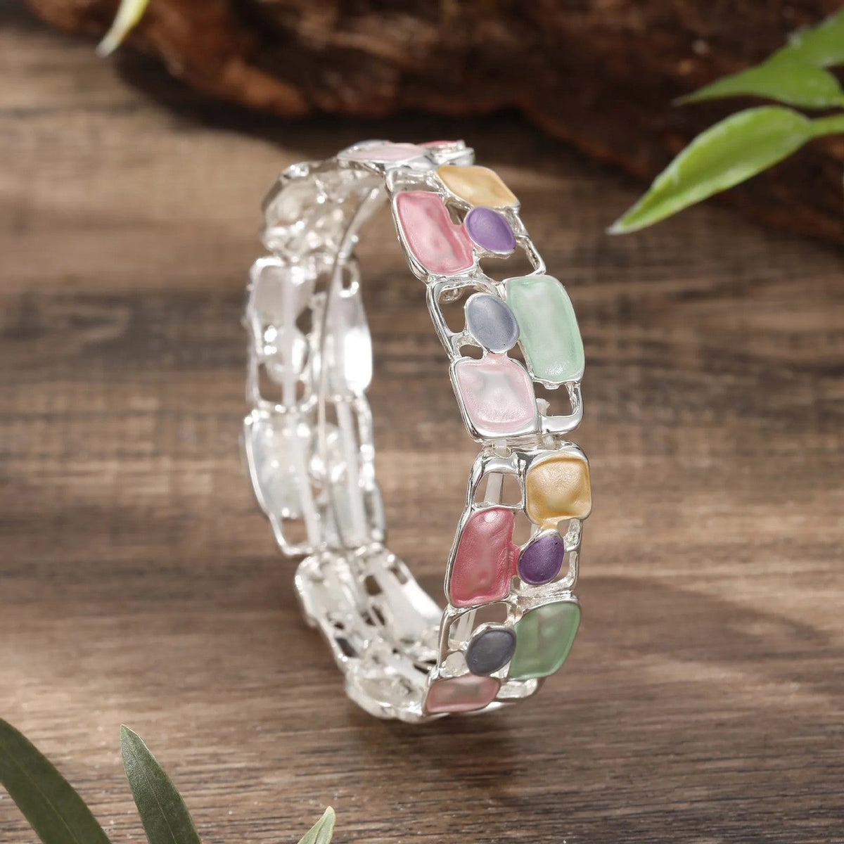 Colorful Geometric Bangle Bracelet
