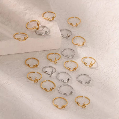 Heart Initial Open Ring