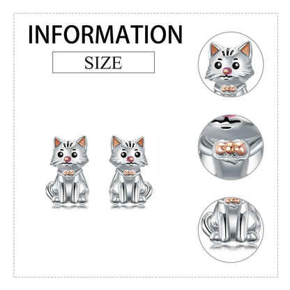 Rose Gold Bow Cat Stud Earrings