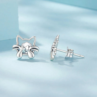 Hollow Cat Silhouette Stud Earrings