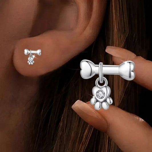 Fish Bone & Paw Stud Earrings