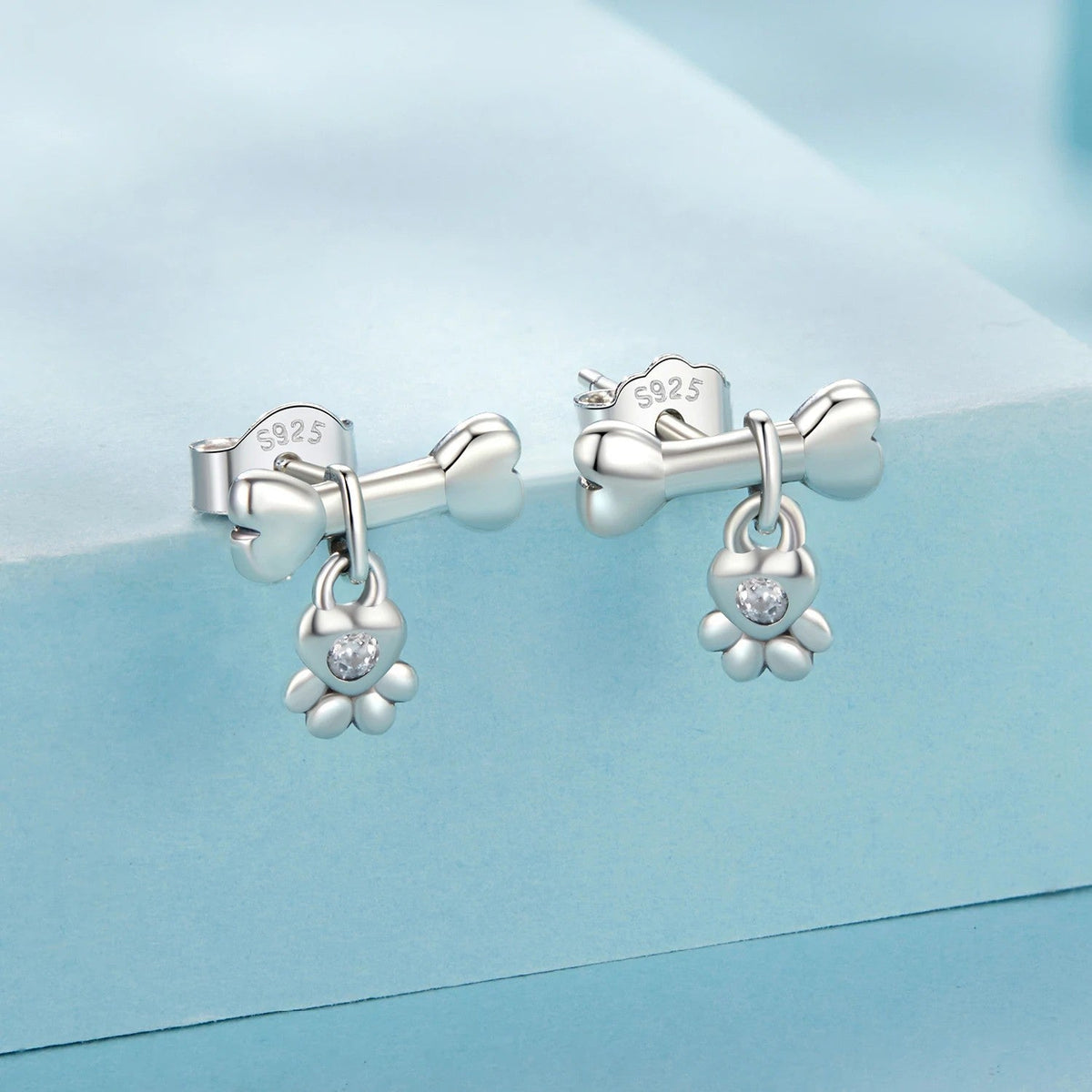 Fish Bone & Paw Stud Earrings