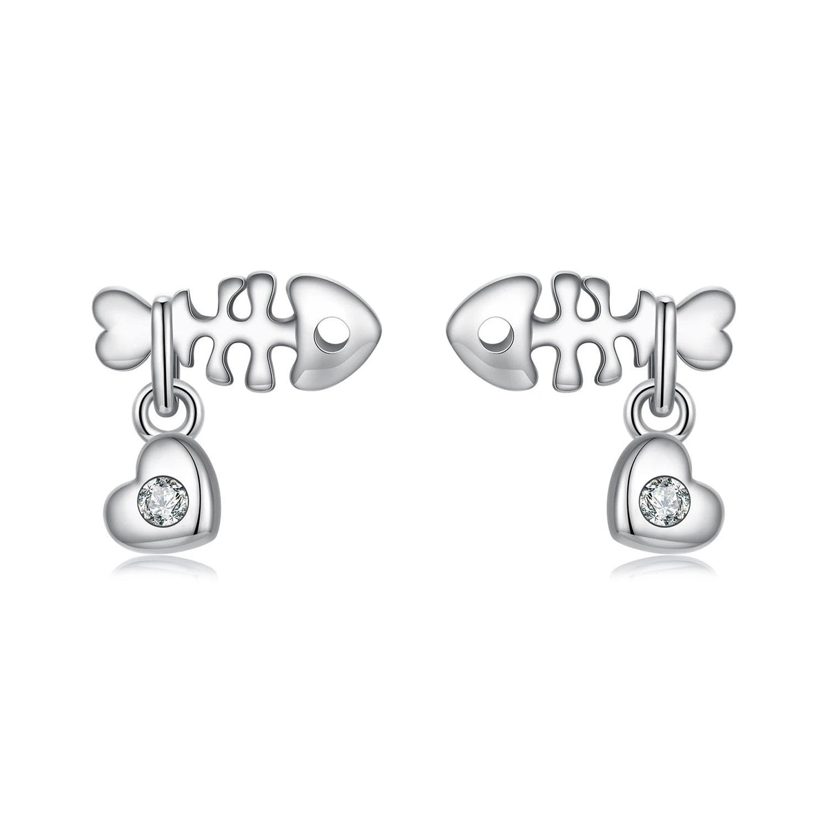 Fish Bone & Paw Stud Earrings