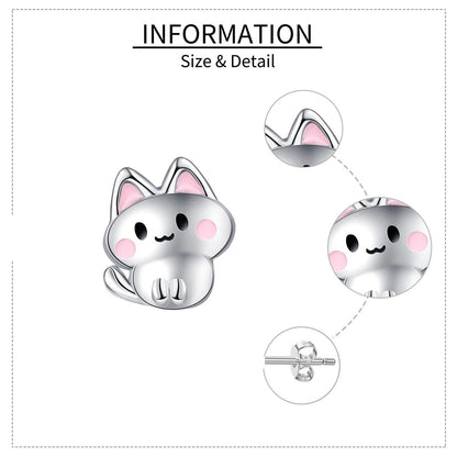 Blush Cheek Cat Stud Earrings