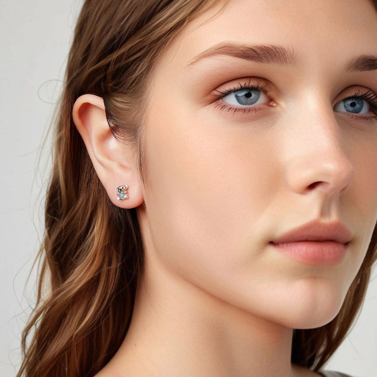 Koala Jade Stud Earrings