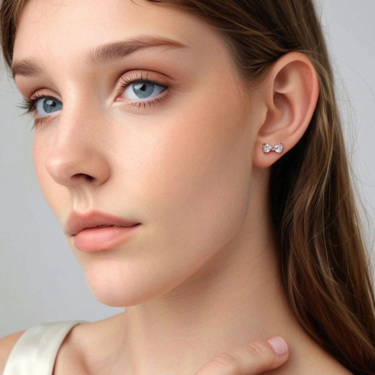 Crystal Bow Tie Stud Earrings