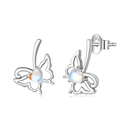 Moonstone Butterfly Stud Earrings