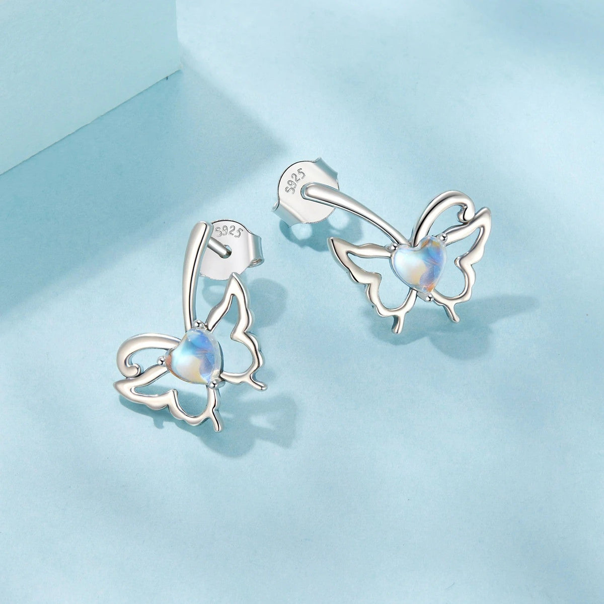 Moonstone Butterfly Stud Earrings