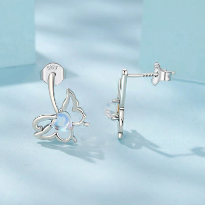 Moonstone Butterfly Stud Earrings