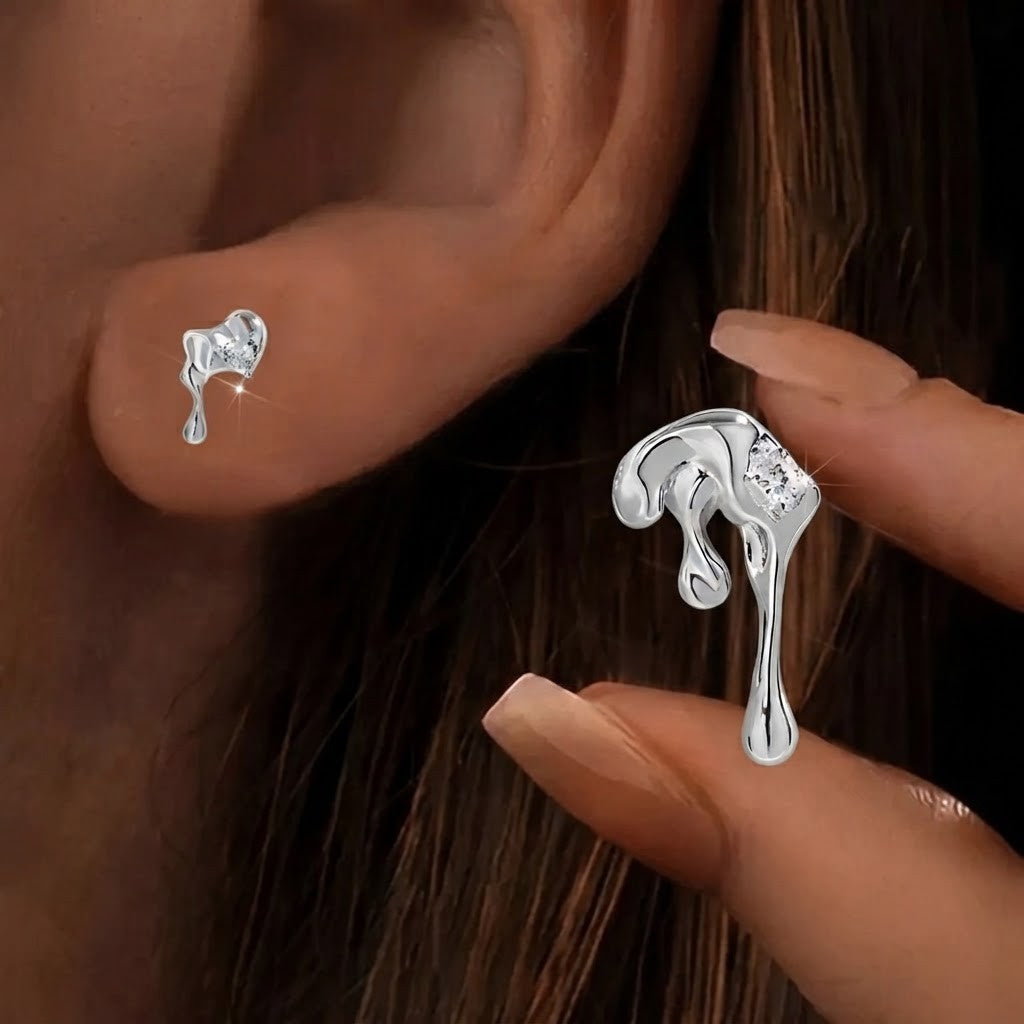 Molten Heart Zircon Stud Earrings