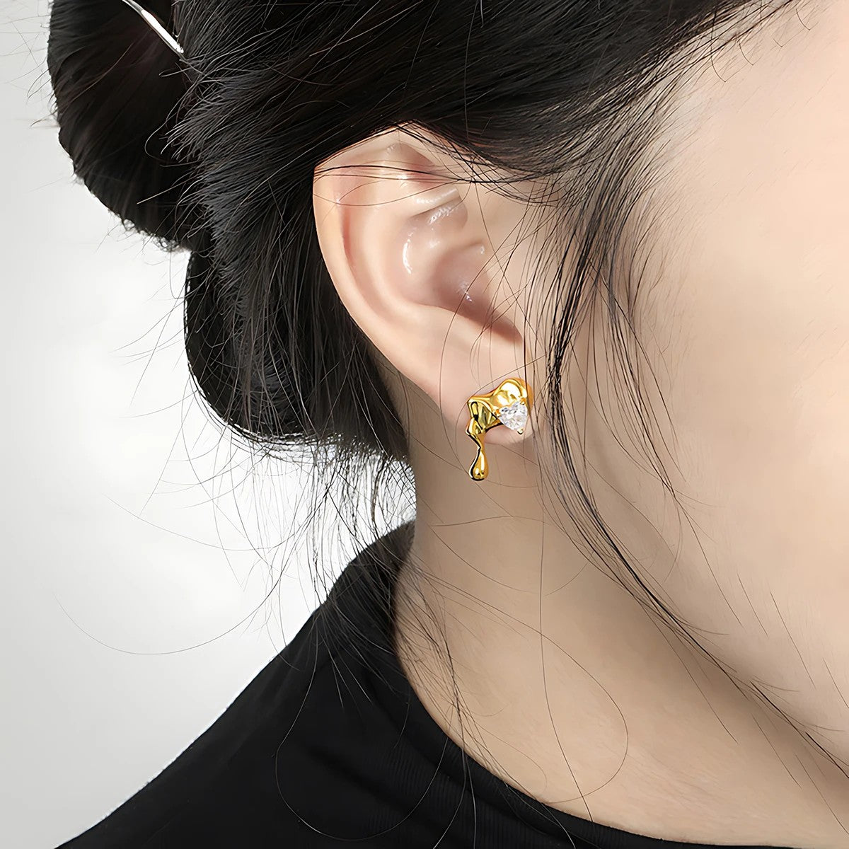 Molten Heart Zircon Stud Earrings