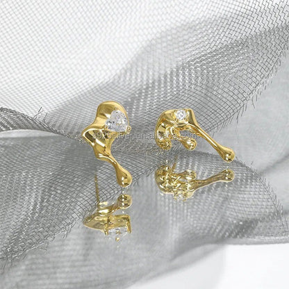 Molten Heart Zircon Stud Earrings