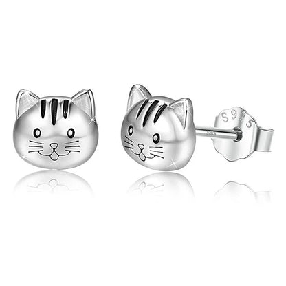 Multicolor Zircon Cat Heart Stud Earrings