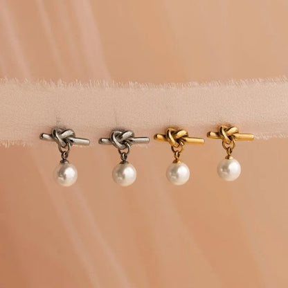 Pearl Knot Drop Earrings