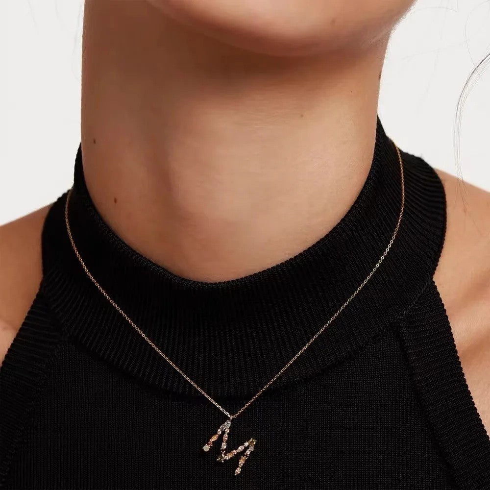 Colorful Zircon Initial Necklace