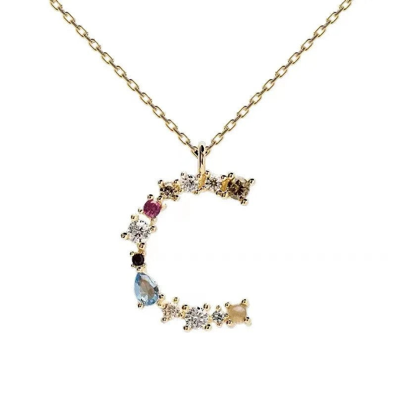 Colorful Zircon Initial Necklace