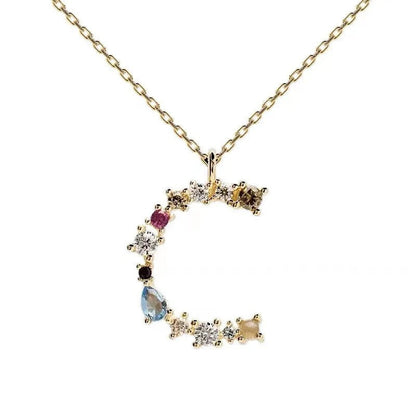 Colorful Zircon Initial Necklace