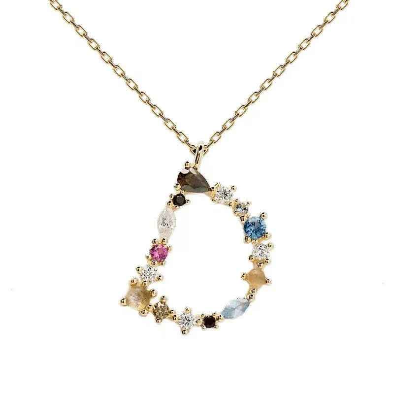 Colorful Zircon Initial Necklace