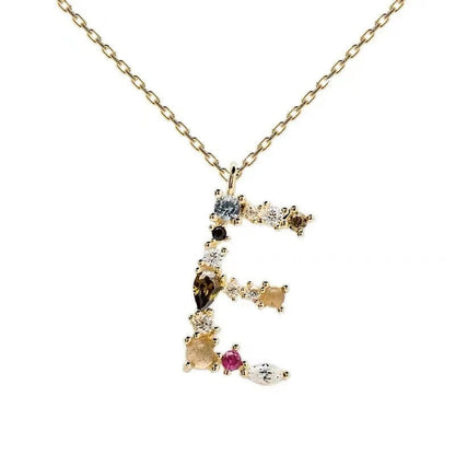 Colorful Zircon Initial Necklace