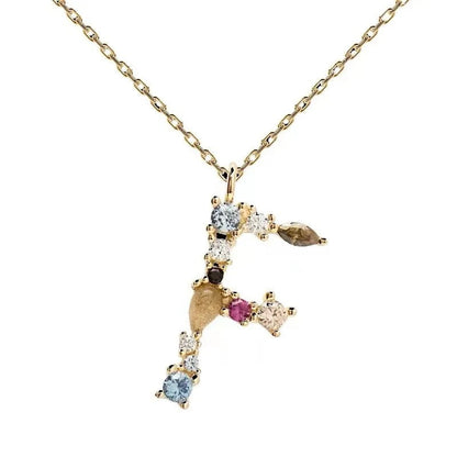 Colorful Zircon Initial Necklace