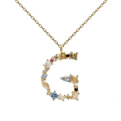 Colorful Zircon Initial Necklace