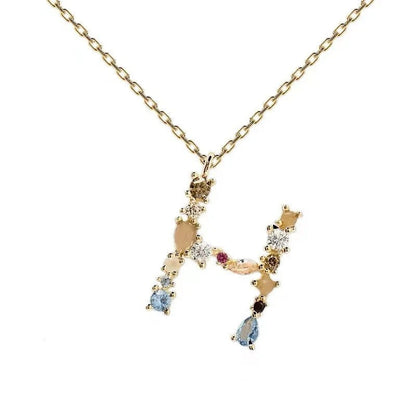 Colorful Zircon Initial Necklace