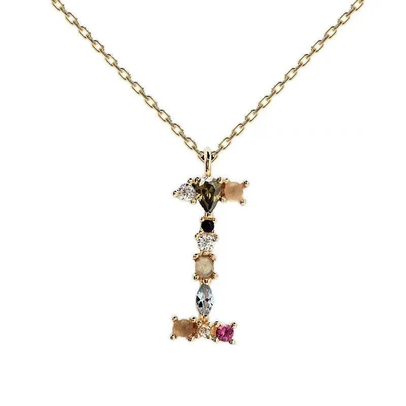 Colorful Zircon Initial Necklace