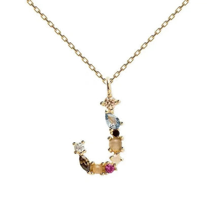 Colorful Zircon Initial Necklace