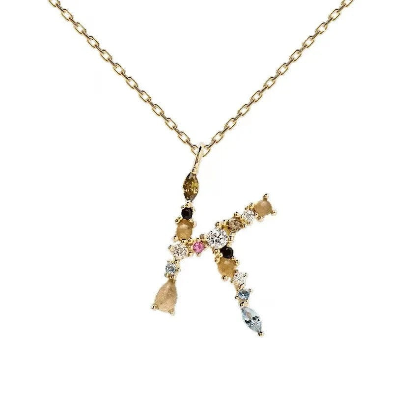 Colorful Zircon Initial Necklace