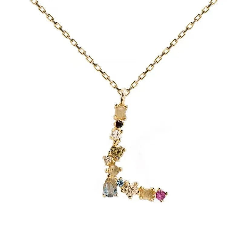 Colorful Zircon Initial Necklace