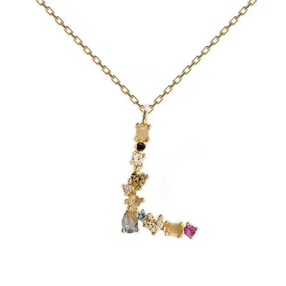 Colorful Zircon Initial Necklace