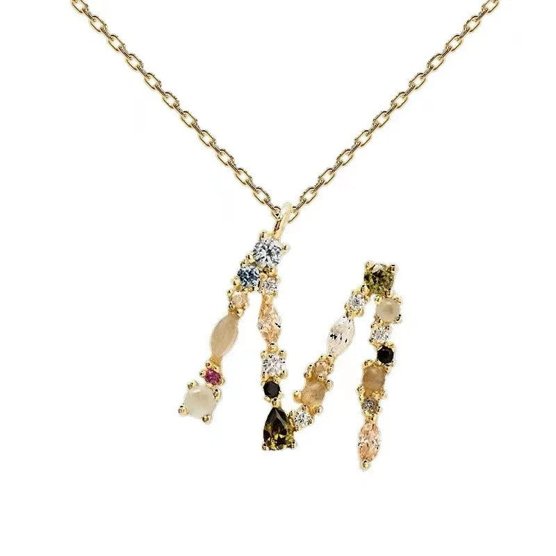 Colorful Zircon Initial Necklace
