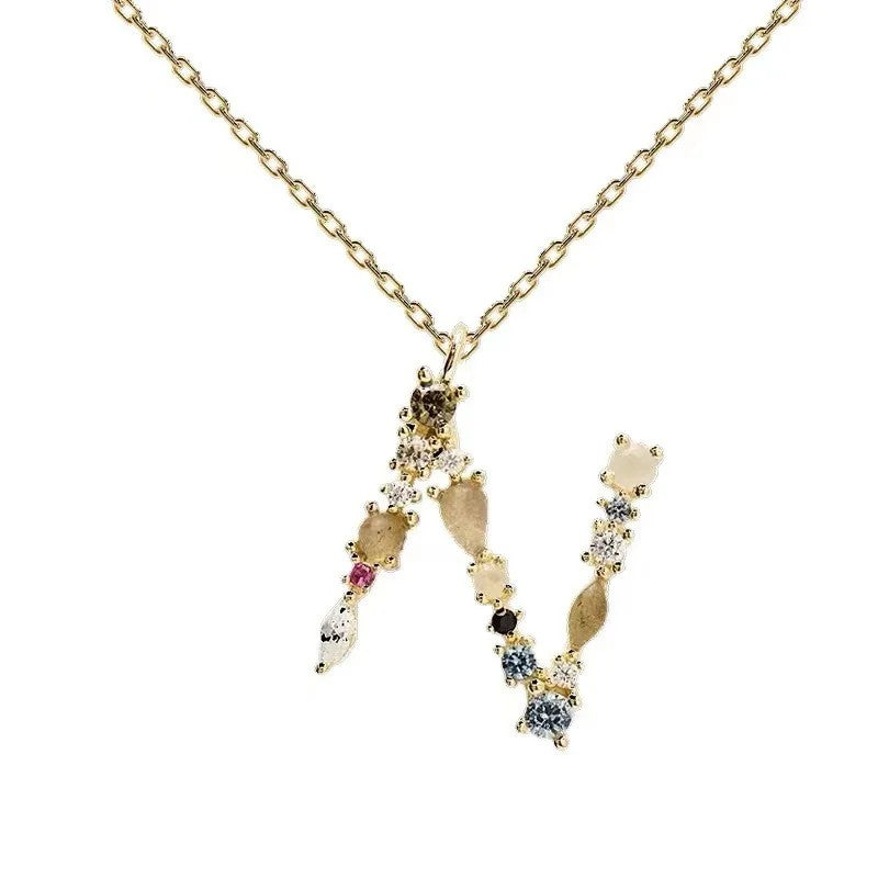 Colorful Zircon Initial Necklace