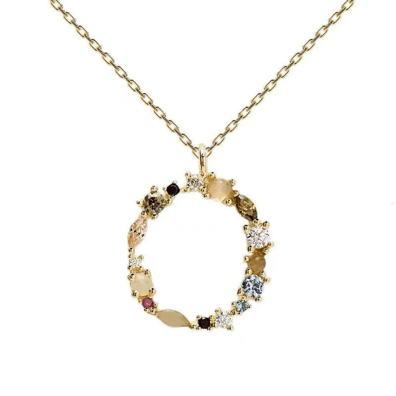 Colorful Zircon Initial Necklace