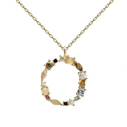 Colorful Zircon Initial Necklace