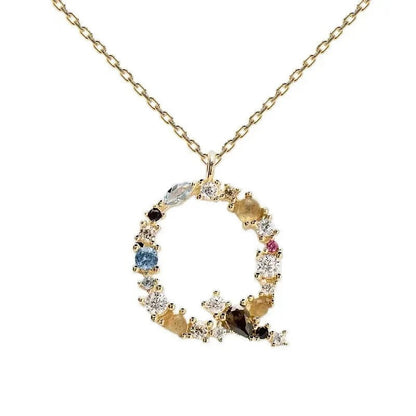 Colorful Zircon Initial Necklace