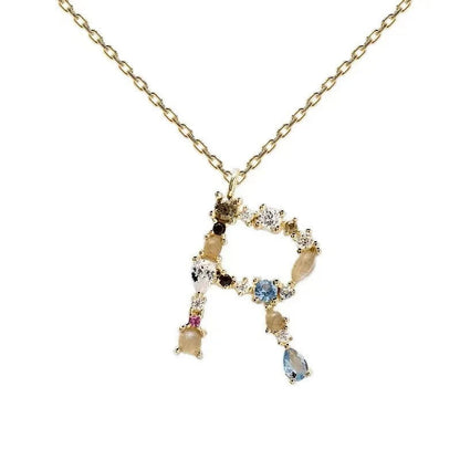 Colorful Zircon Initial Necklace