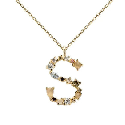 Colorful Zircon Initial Necklace
